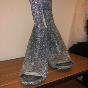 Jessica Simpson sparkly sock boot heels